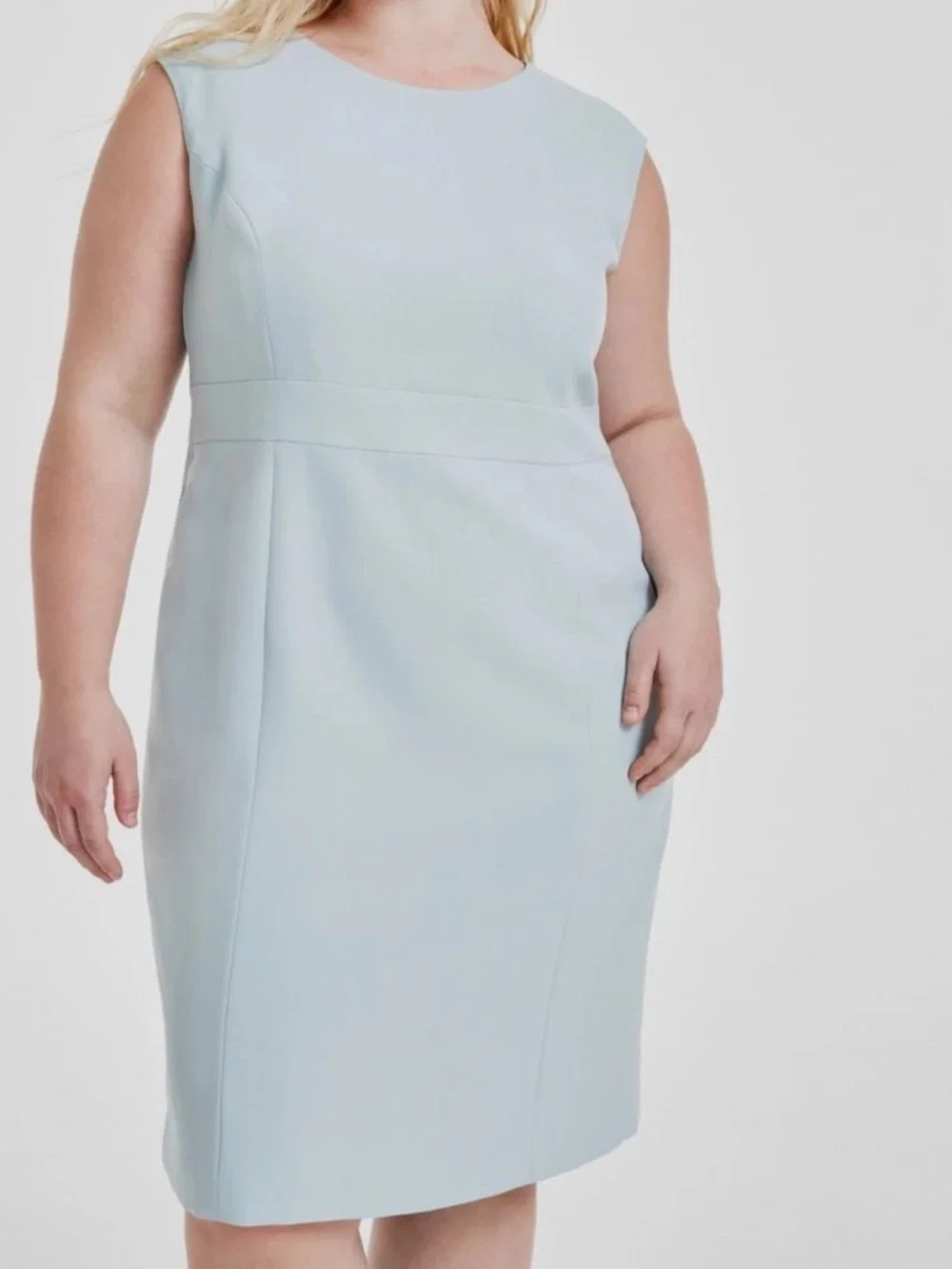 Kasper Pale Blue Sleeveless Sheath Dress - Picture 1 of 10